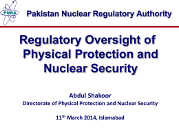 Regulatory Oversight of Physical Protection and Nuclear