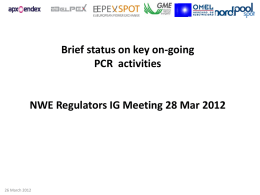 PCR status_NWE Regulators IG Meeting 28 March 2012_final