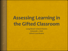Assessment in the Gifted Classroom