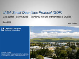 IAEA Small Quantities Protocol - International Nuclear Safeguards