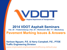 Pres. 5 - Pavement Markings Issues