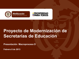Macroproceso D - Proyecto de Modernización de Secretarías de