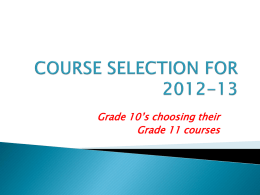 Course Selection for 2011-12