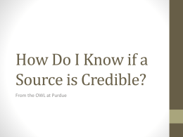How Do I know if a Source is Credible