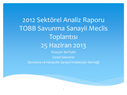 2012 Sektörel Analiz Raporu TOBB Savunma Sanayii