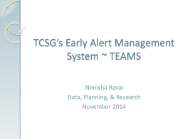 Training Presentation - TCSG Early Alert Management System