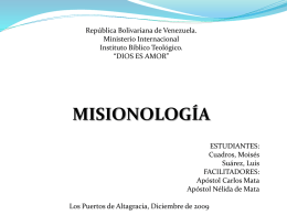 Misionología - Federación Comunidad Apostólica Maranatha