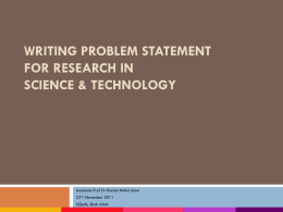 RESEARCH PROBLEM SCIENCE & TECHNOLOGY