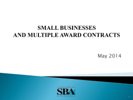 Multiple Award Contracts - National 8(a) Association