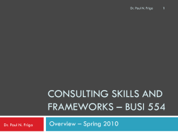 Consulting Skills and Frameworks - M