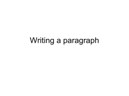 In Mrs Tilscher`s Class – essay – writing a paragraph