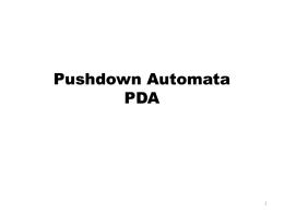 Pushdown Automata PDA