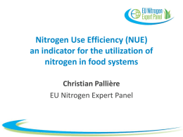 (NUE) an indicator for the utilization of nitrogen in food