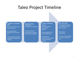 Taleo Timeline