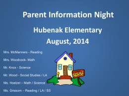 5th Parent Information Night