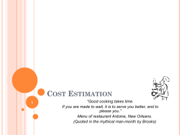Early Cost estimation