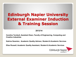 Edinburgh Napier University External Examiner Induction & Training