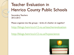 Teacher Evaluation in Henrico County Public Schools