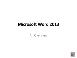 Microsoft Word 2013 - Sacred Heart University