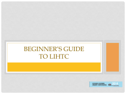 Beginner`s Guide to the LIHTC