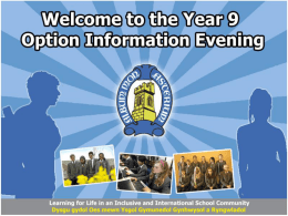 Year 9 Option Info Evening