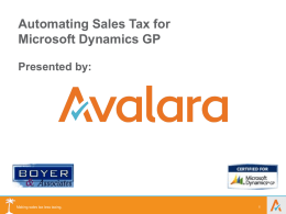Automating Sales Tax for Dynamics GP