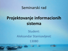 Seminarski rad Projektovanje informacionih sistema