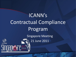 Singapore-2011-Compliance - ICANN Registrar Stakeholder