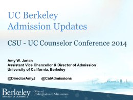 UC Berkeley Admission Updates - University of California