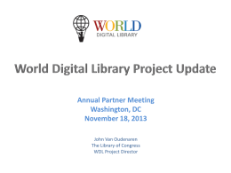 John Van Oudenaren - World Digital Library Project Site