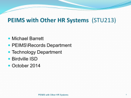 PEIMS with Other HR Systems