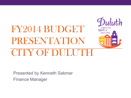 FY12 Budget Presentation - City of Duluth, Georgia
