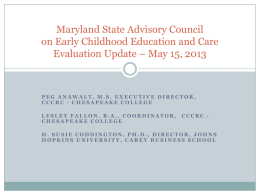 ECAC Evaluation Update - Maryland State Department of Education