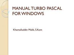 MANUAL TURBO PASCAL FOR WINDOWS