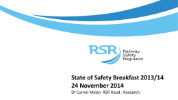 Breakfast presentation - Railway Safety Regulator South Africa