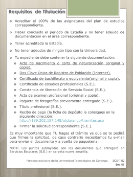 Requisitos de titulación - Universidad Tecnológica de Durango