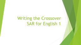 Writing the Crossover SAR for English 1