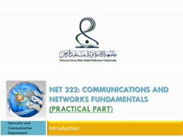 Net 222: Communications and networks