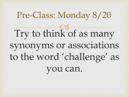 Pre-Class: Monday 8/20 - Campbell County Schools