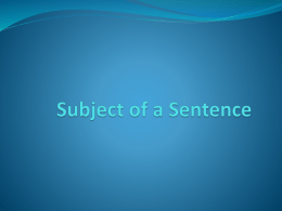 Subject of a Sentence