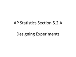 AP Statistics Section 5.2 A Designing Experiments