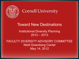 New Destinations Overview and WCMC Initiatives 051412