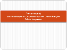 Pertemuan 13 - Psikodiagnostika 3 : Interview