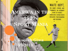 America in the 1920s Sport Mania - Roqeeb Giwa E