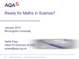 Ready for Maths in Science?