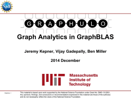 Graph Analytics expressed in GraphBLAS