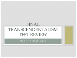 Final Transcendentalism test review