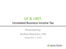 UF & UBIT: Unrelated Business Income Tax