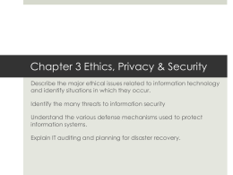 Chapter 3 Ethics, Privacy & Security