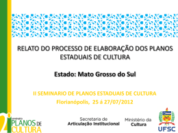 Mato Grosso do Sul - Projeto de Apoio à Elaboração de Planos